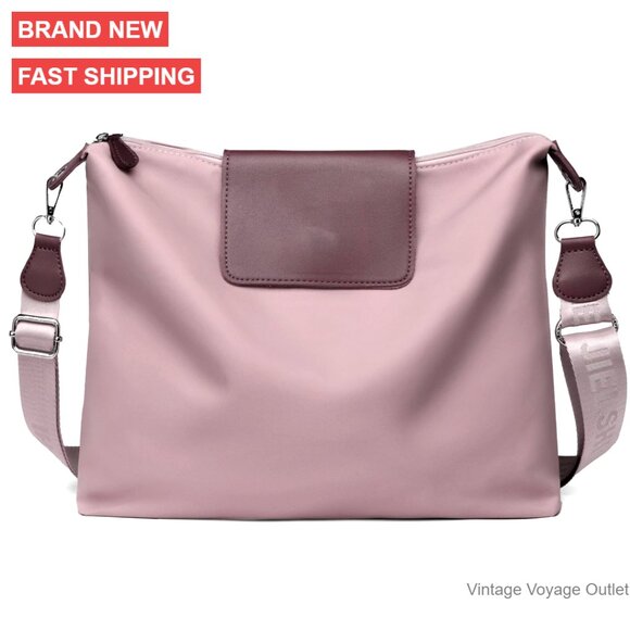 Handbags - Large Nylon Crossbody Bag for Women, Adjustable Strap, Water-Resistant
